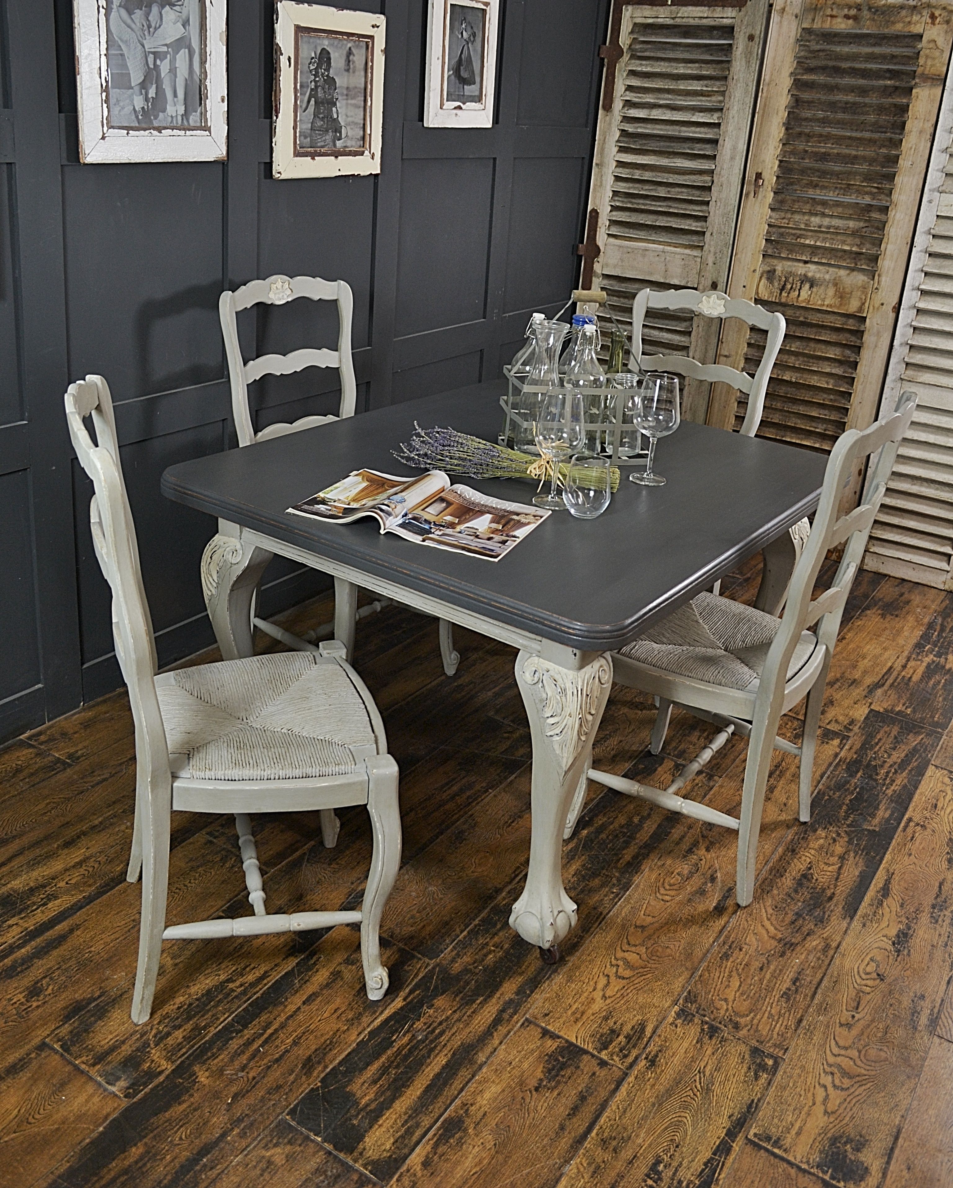 This ball and claw foot dining table & French straw seat chairs is