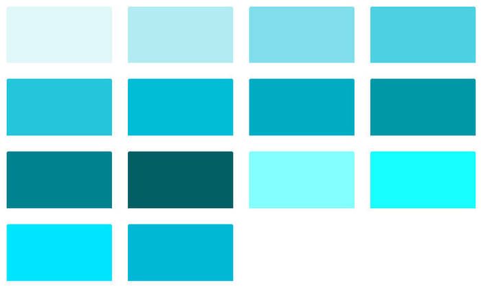 Cyan Material Design Color Chart | Color chart, Material design, Color ...