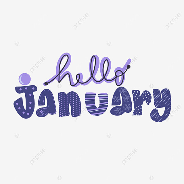 Hello January Hd Transparent, Hand Drawn Hello January Fun Text Art ...