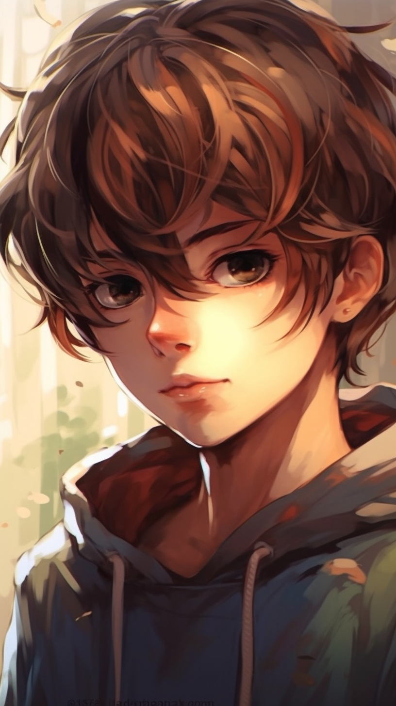 Anime drawing cute anime boy with brown hair and brown eyes anime pfp ...