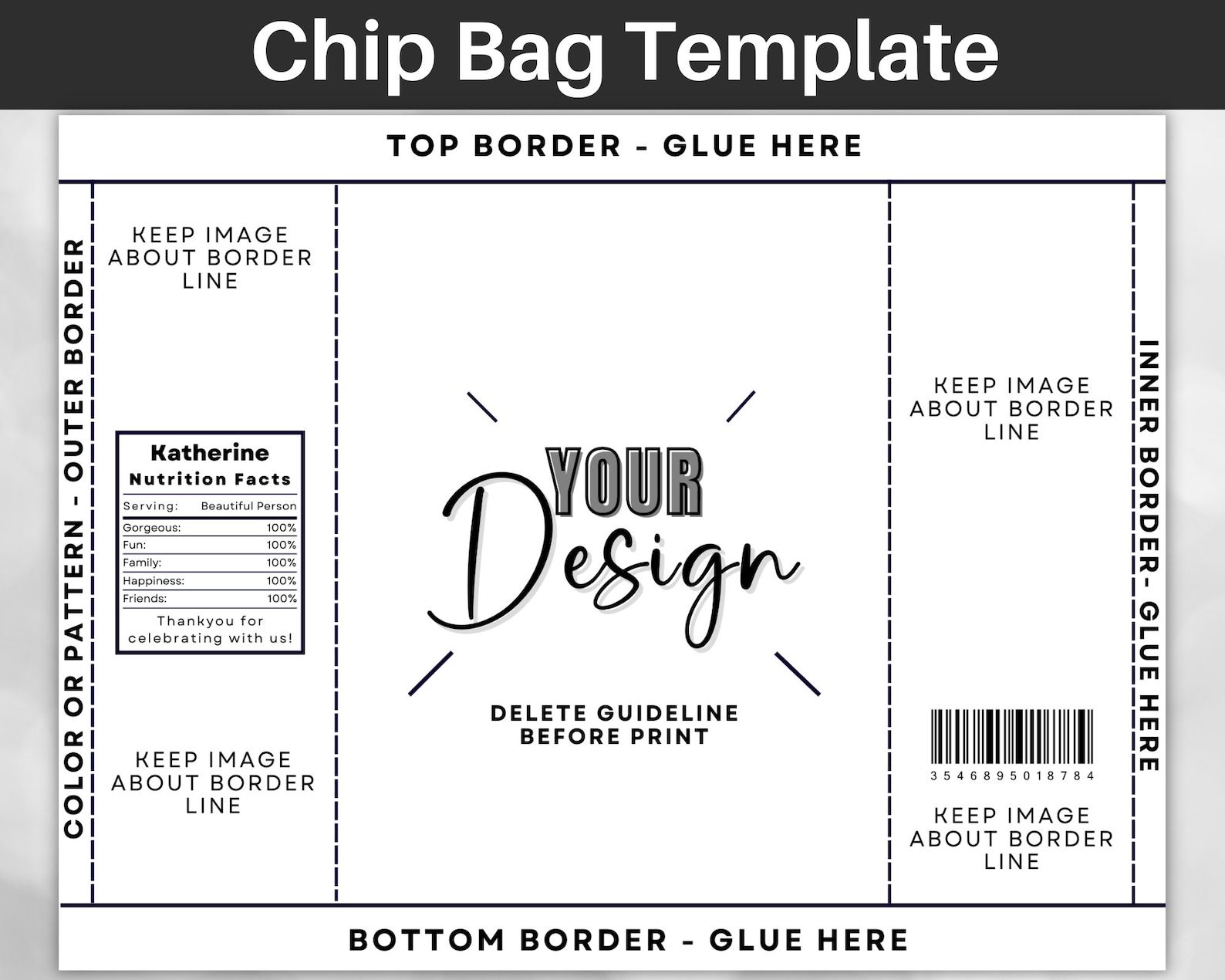 Chip Bag Template, Blank Chip Bag, Chip Bag Template Canva Editable ...