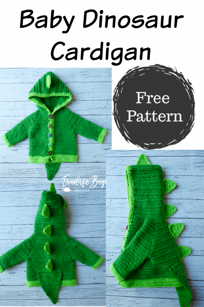 Dinosaur Baby Crochet Cardigan Free Pattern 