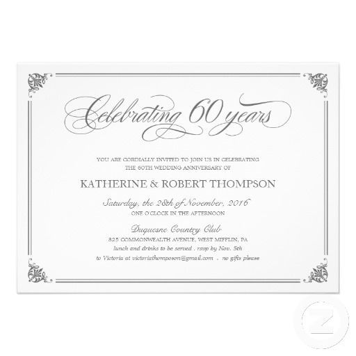 Formal 60th Anniversary Invitations | Zazzle.com | Anniversary ...