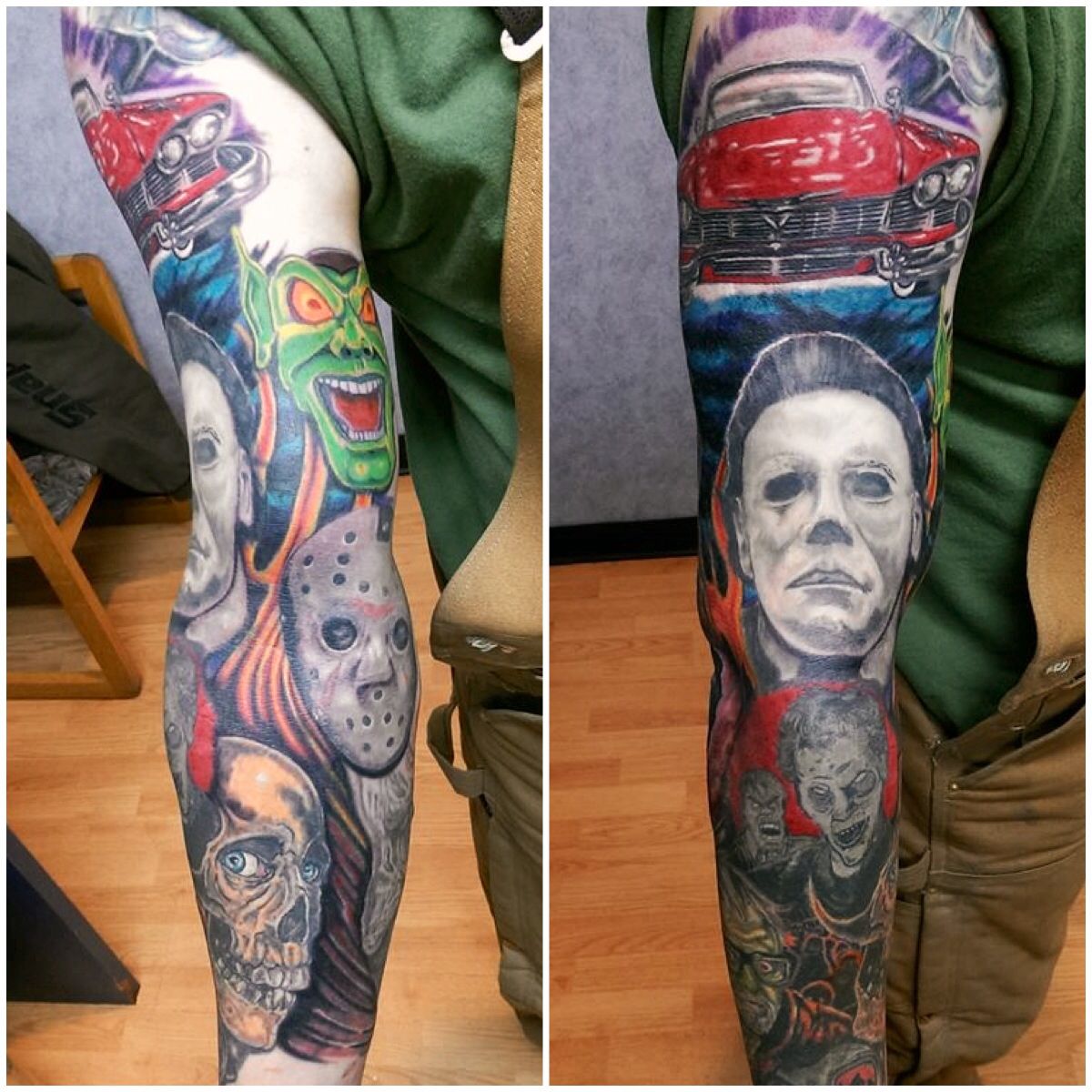 Horror Movie Sleeve started by Mark Haley at Big Ink Tattoos and