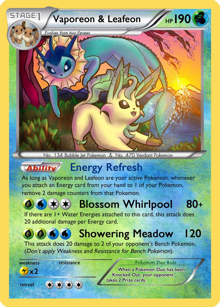 a pokemon card with an image of two different types of pokemons in the ...