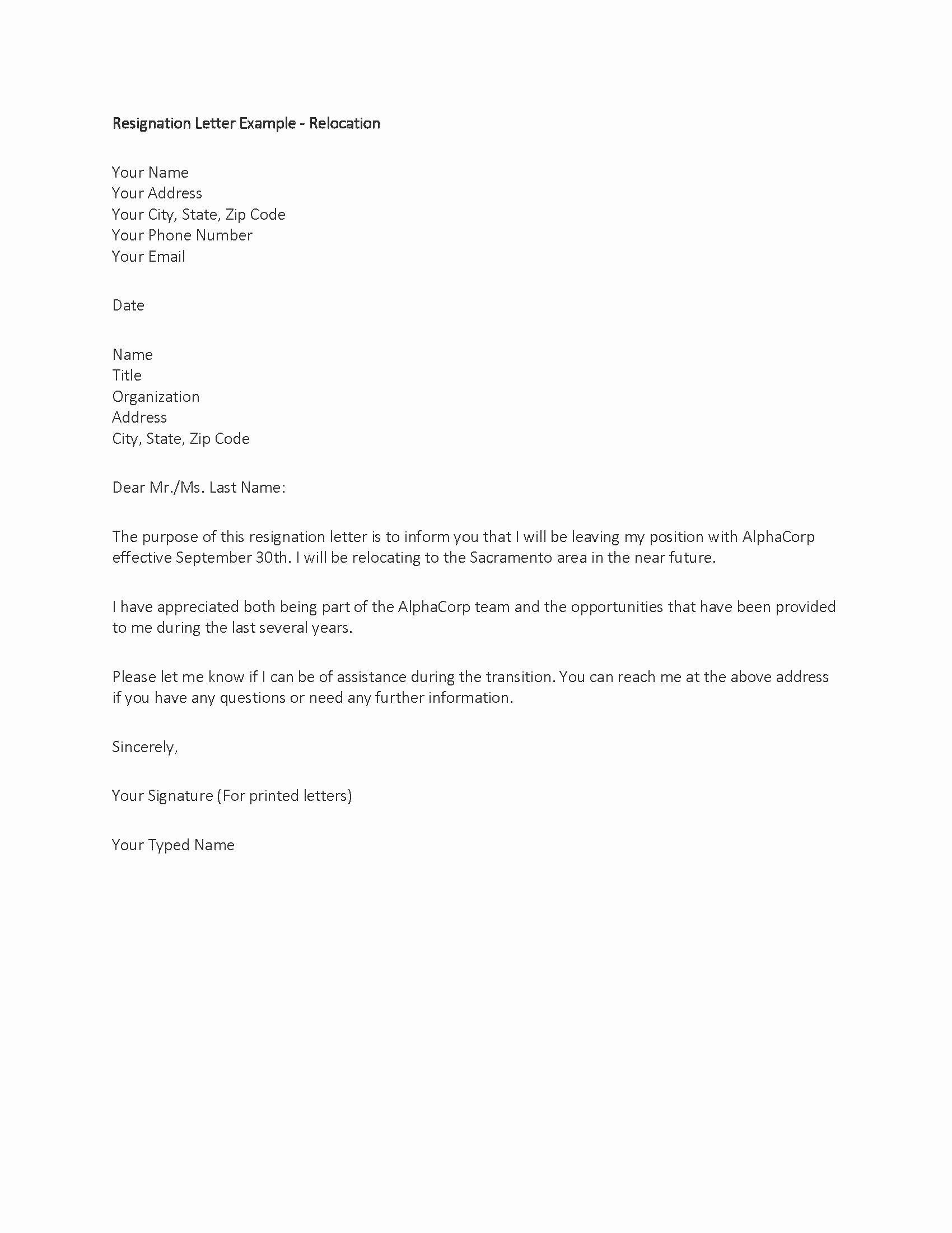 Letter Of Resignation 1 Week Notice