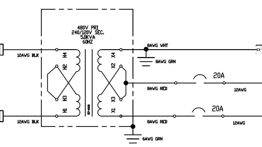 Single Phase 480 To 120 240 Transformer Wiring Diagram