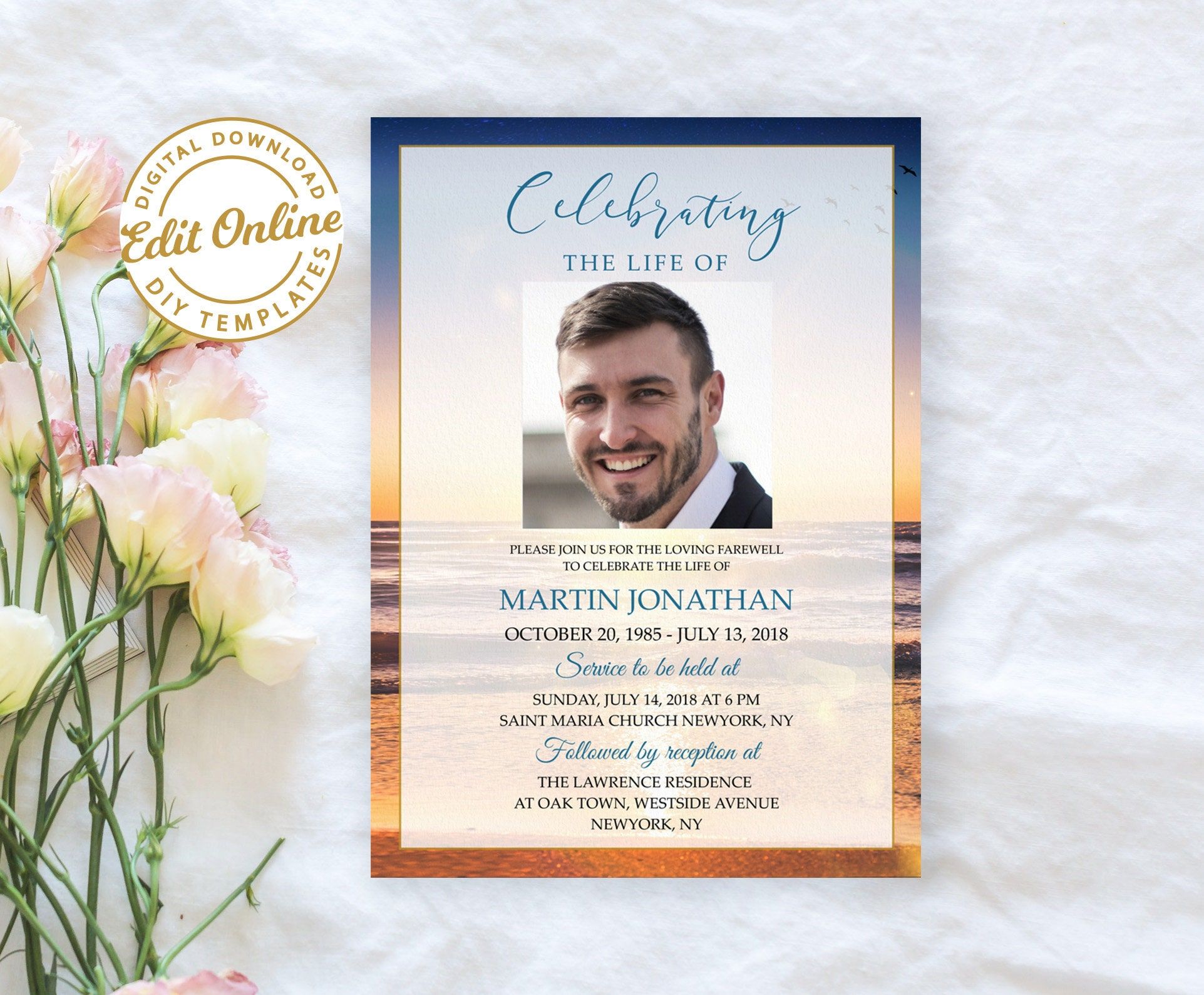 Beach celebration of life invitation template memorial etsy – Artofit