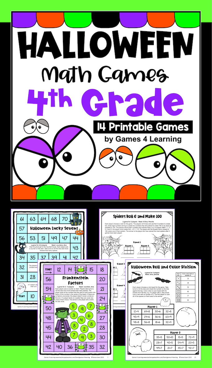 4th Grade Fun Halloween Math Activities - Games w/ Spiders, Ghosts ...