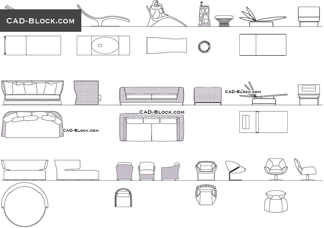 Living Room Furniture Cad Blocks Elevation