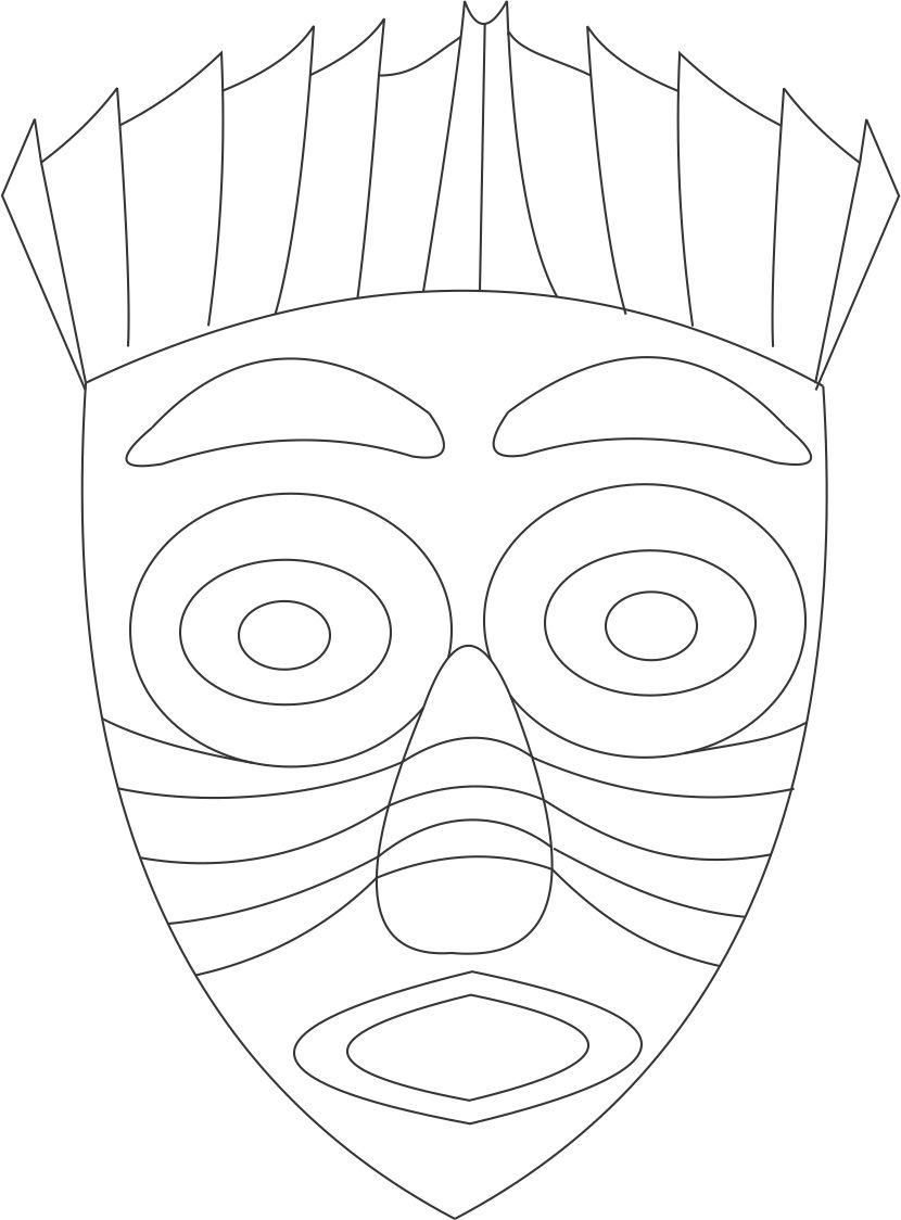 African Mask Coloring Page