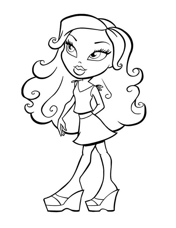 Jade Bratz In Casual Dress Coloring Page : Coloring Sun | Coloring book ...