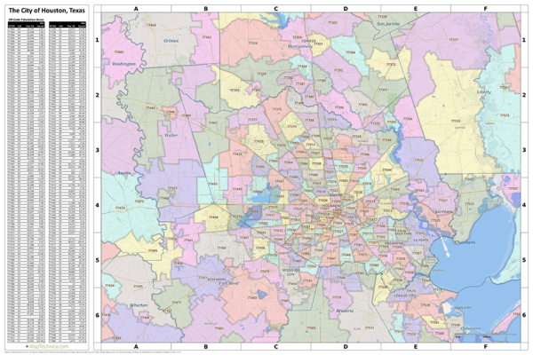 Greater Houston ZIP Code and County | Zip code map, Coding, Map