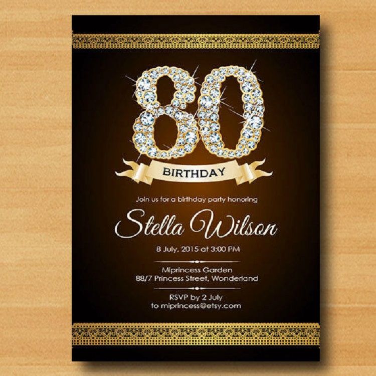 80th birthday invitations wording | 80th birthday invitations, Glitter ...