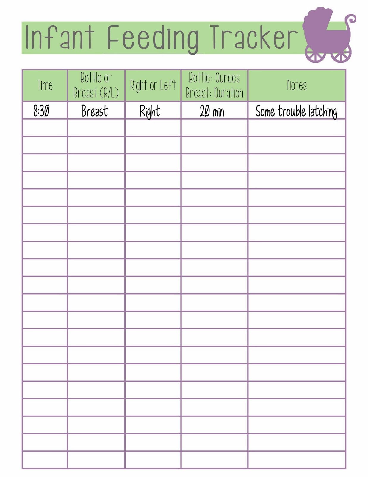 Baby Feeding Chart Printable