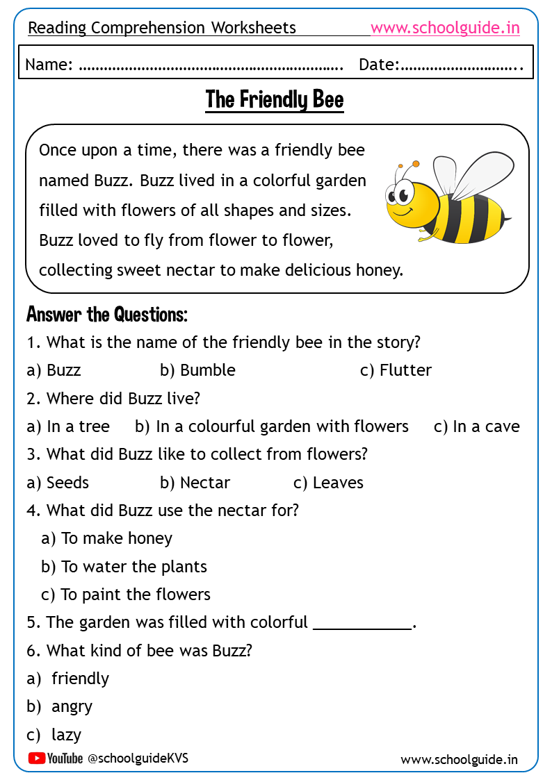 Free Printable Reading Comprehension Worksheets For Grade 1 In 2024 