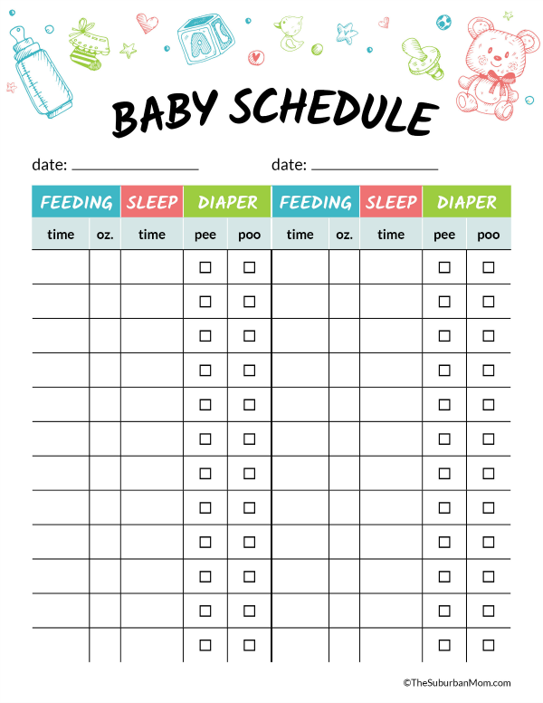 This free printable baby schedule chart can help parents identify their ...