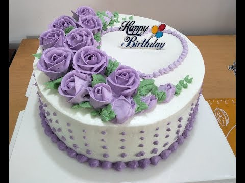 No.10 Decorate Cake With Romatic Purple Flowers | Bánh Sinh Nhật ...