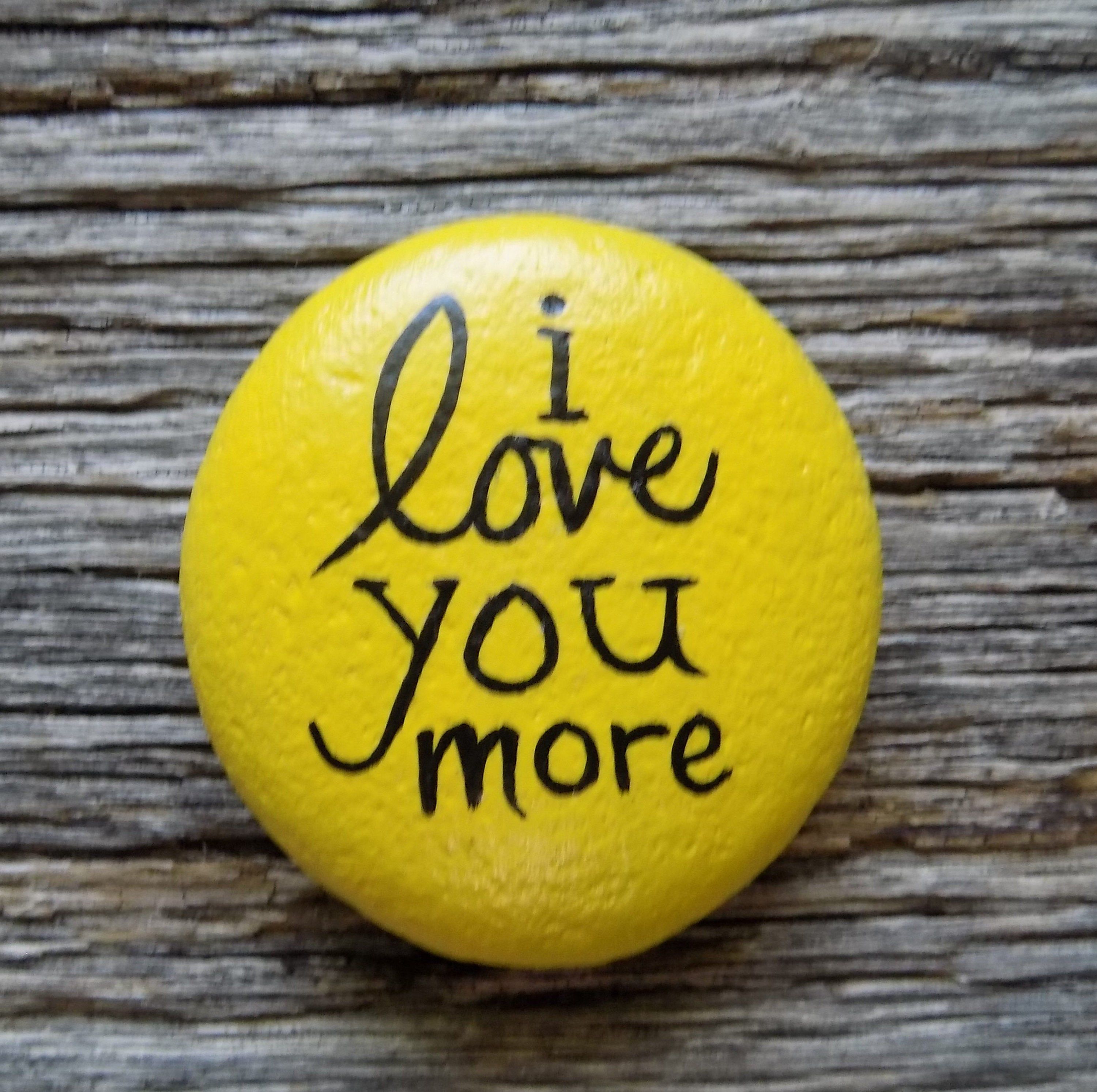 I Love You More Painted Rock, Decorative Accent Stone, Paperweight by ...