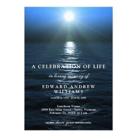 Beach Ocean Funeral Sympathy Celebration of Life Invitation | Zazzle ...