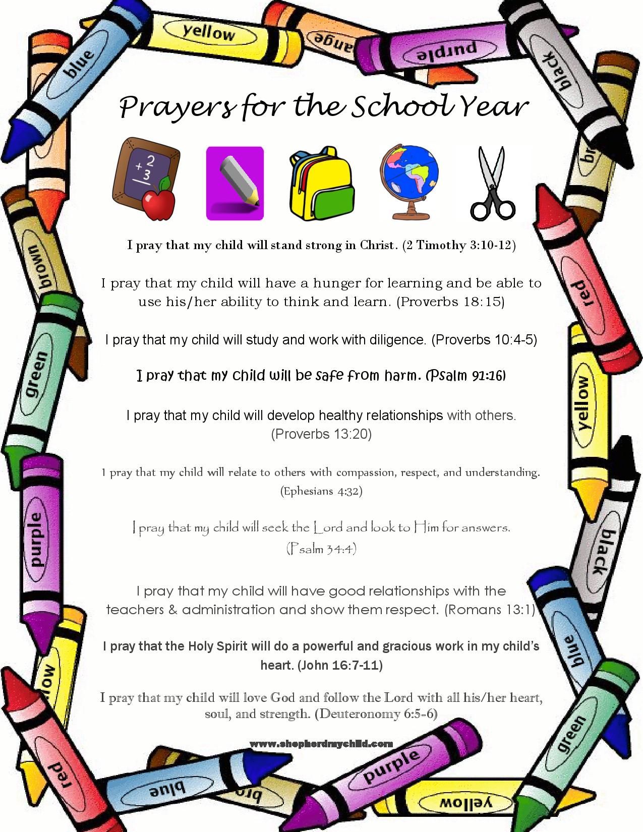 back to school prayers | FREE Back-to-School Printable – Prayers for ...