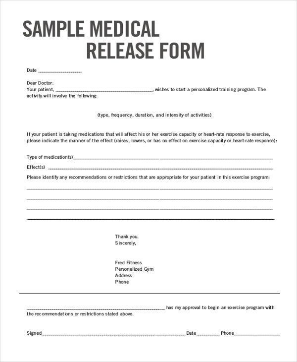 Medical Release form Template Very Good Sample Medical Release form 11 ...