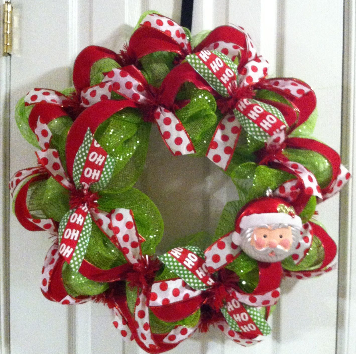 BOW LOOK!! Christmas Deco mesh Santa wreath Owl Wreaths, Wreaths ...