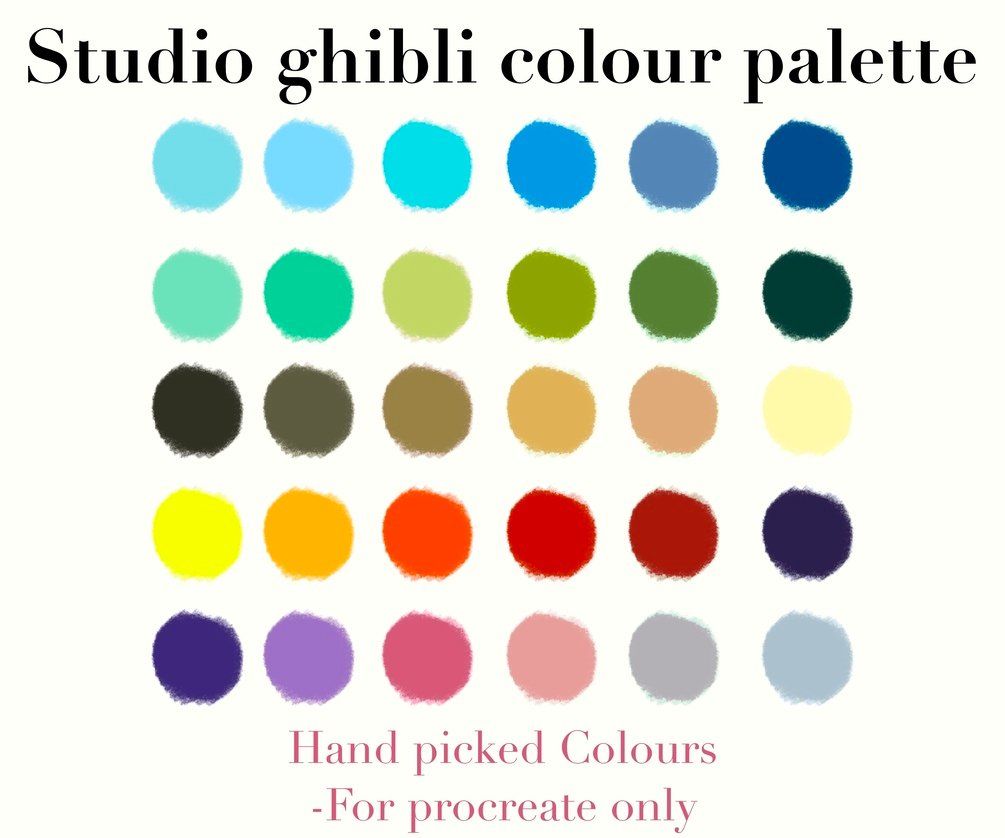 Studio ghibli inspired colour palette for procreate Colour Palettes ...