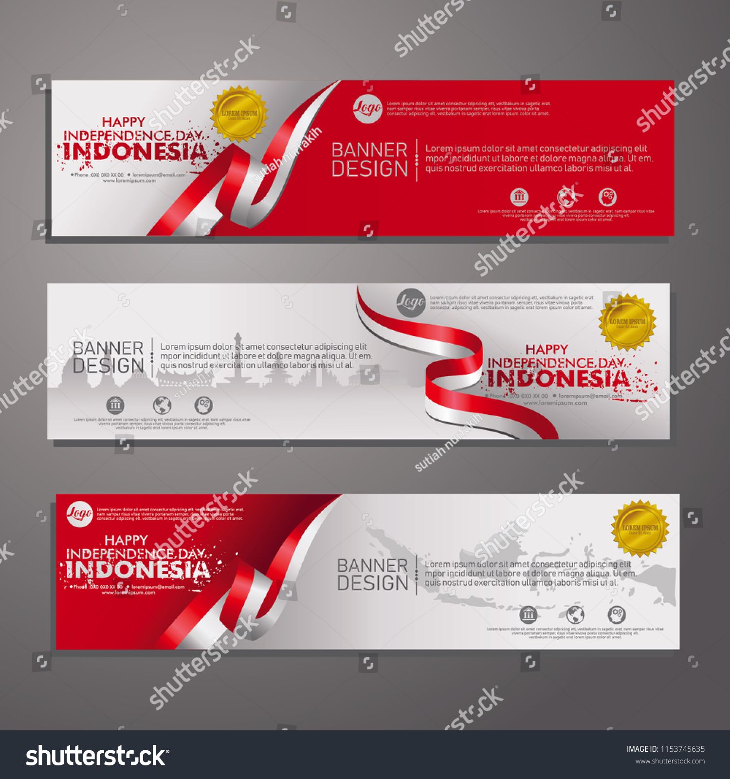 Set Banner Design Template 17 August Independence Day Indonesia Modern Backgrou Banner Template Design Graphic Design Business Adobe Illustrator Graphic Design