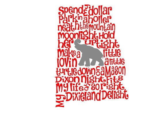 Download Alabama Dixieland Delight Song State SVG or Silhouette ...