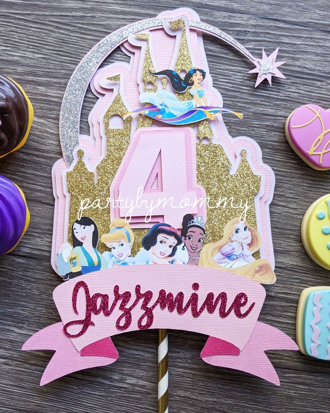 Disney Princess Cake Topper Personalized Cake Topper Disney Princesses ... image.