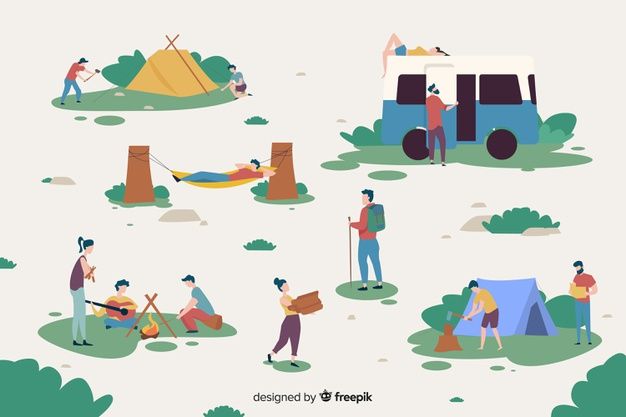 Free Vector | People working on a camping site | Vector free, Campsite ...