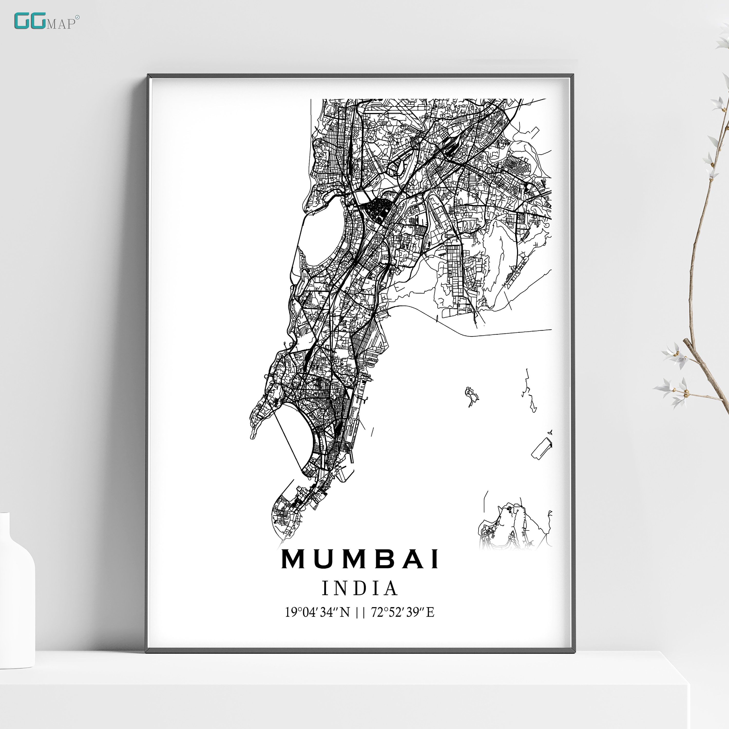 City map of MUMBAI - Mumbai Classic map - Home Decor - Travel map ...