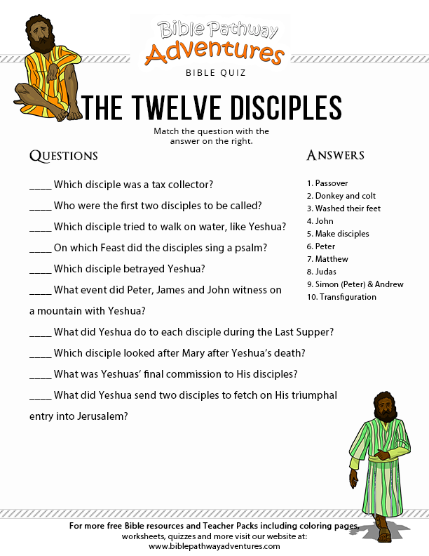 Printable bible quiz the twelve disciples – Artofit