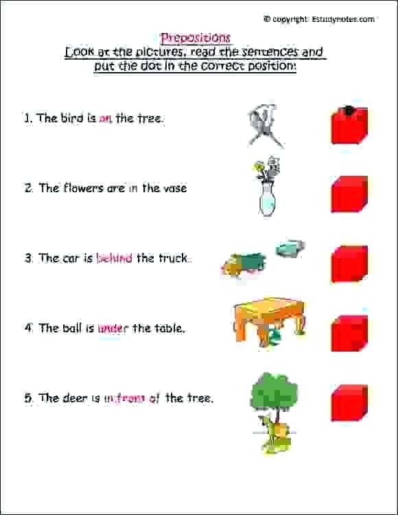 Grade 2 Preposition Worksheet