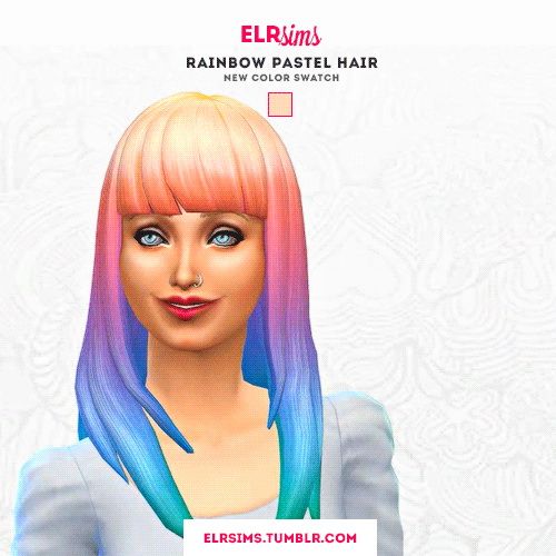 ELR Sims: Rainbow pastel hairstyle - 3 recolors - Sims 4 Hairs - http ...