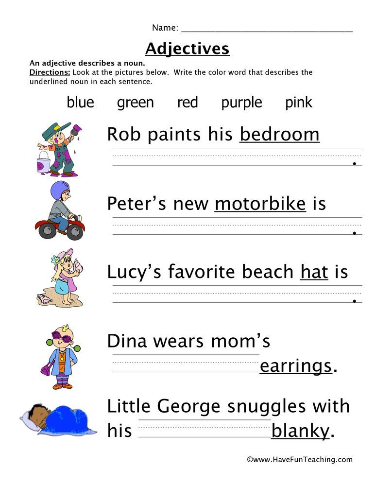 Adjectives Colors Worksheet - Have Fun Teaching | Adjectives, Teaching ...