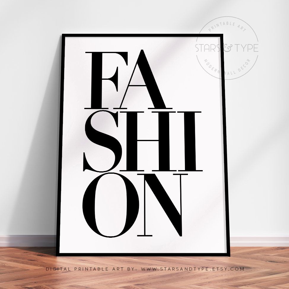 Fashion Typography PRINTABLE Art, Gallery Wall, Black and White Word ...