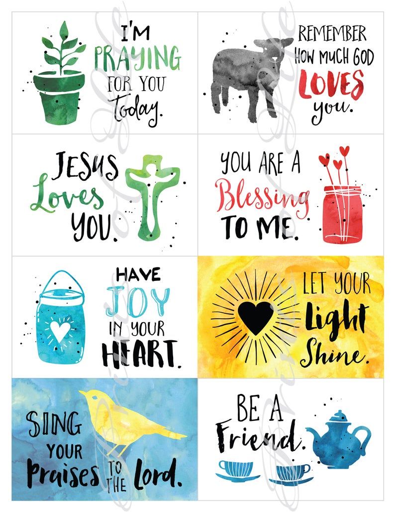 Lunchbox Cards. Set 3. Christian Notes. Instant Download Printable PDF ... image.