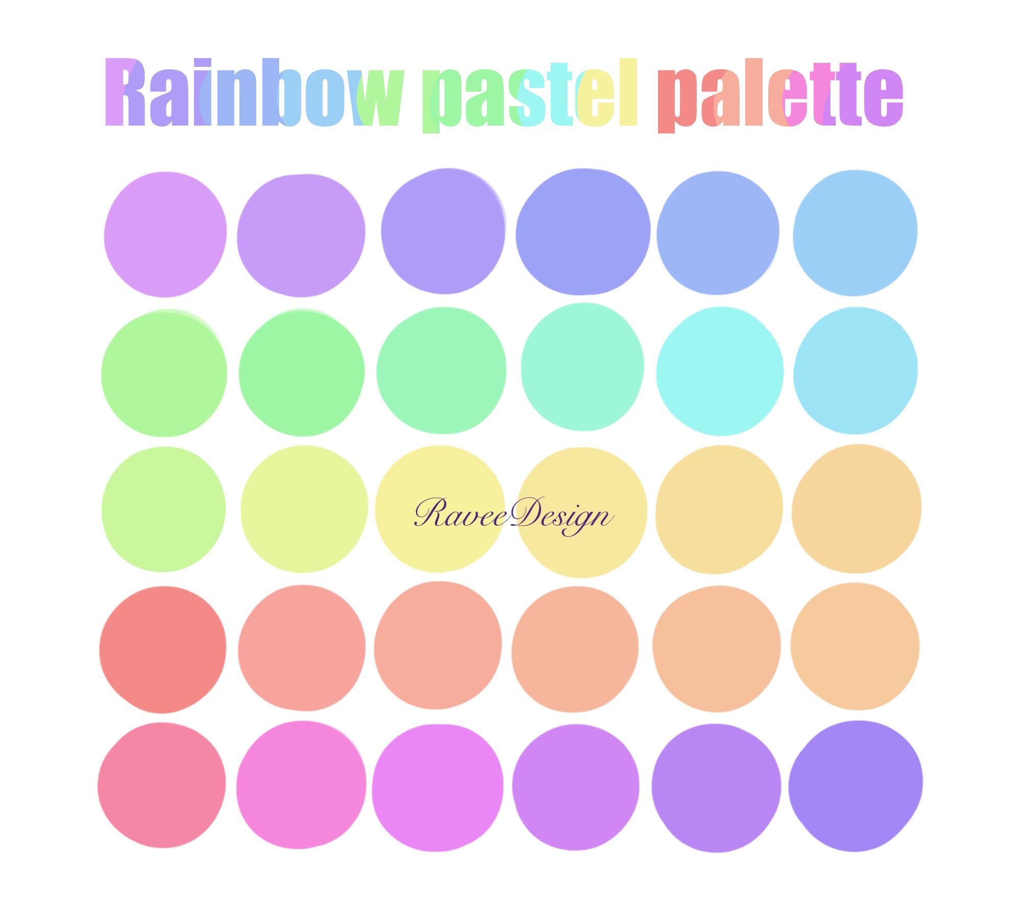 30 Rainbow Pastel Color Palette Swatch Palette for Procreate - Etsy | Color  palette bright, Pastel colour palette, Color palette design