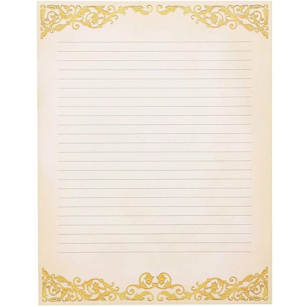 48-Pack Vintage Stationery Paper Classic Gold Border Old Fashion Aged ...