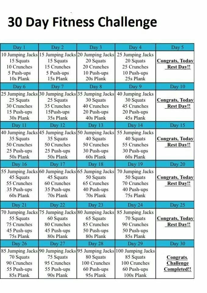 Pin by Hollie Wilson on exercise | 30 day workout challenge, Workout ...