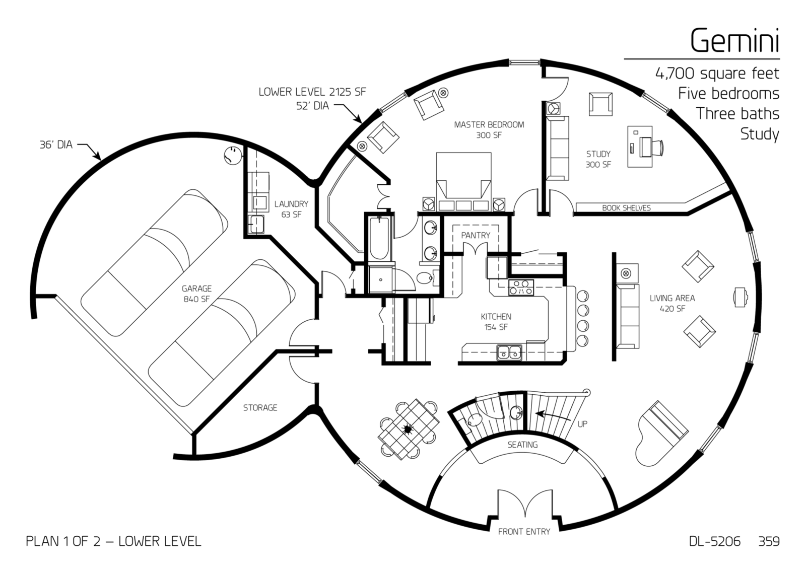 5 bed 3 bath Monolithic dome homes, Round house plans