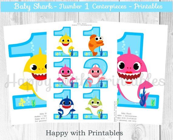 Download Baby Shark Number 1 Centerpieces - Shark Number ...