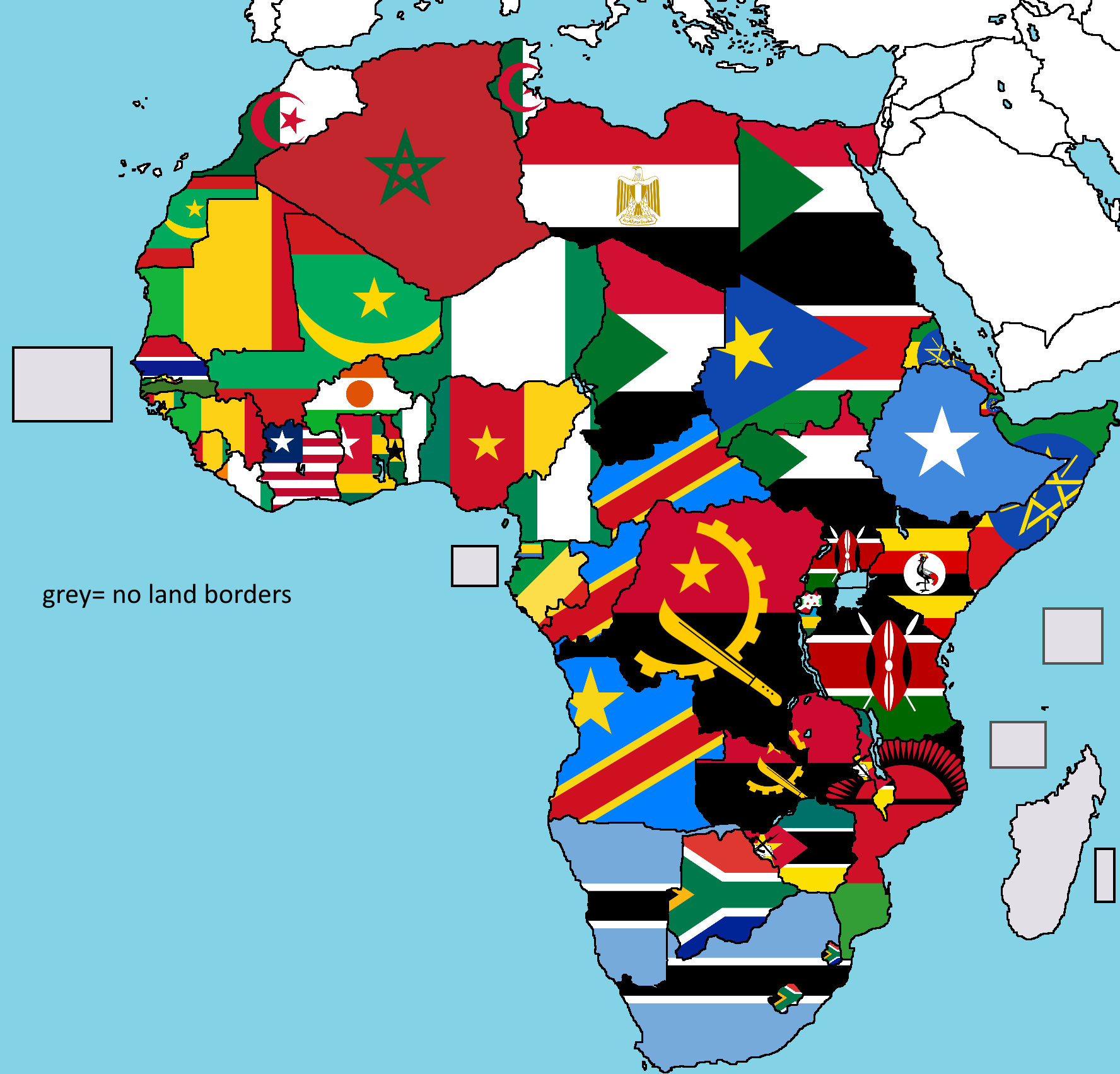 Africa Map With Countries Flags