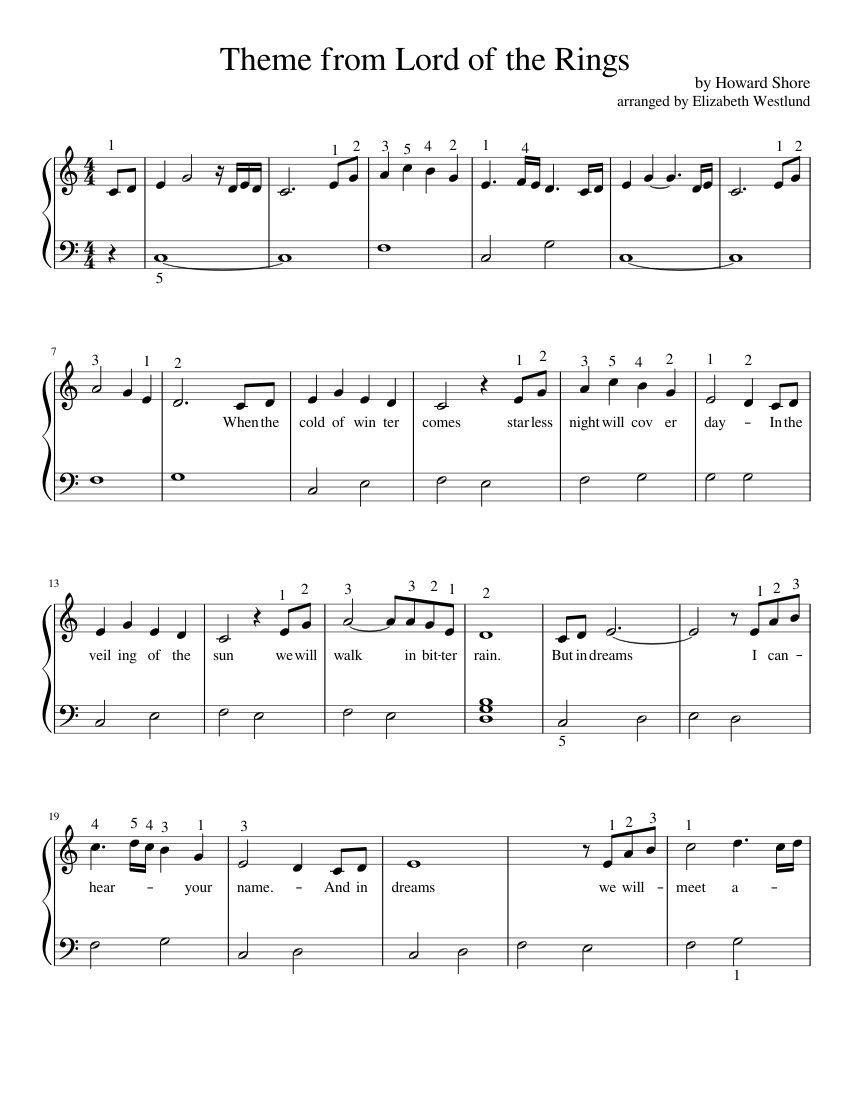 Print and download in PDF or MIDI Theme from Lord of the Rings. - piano