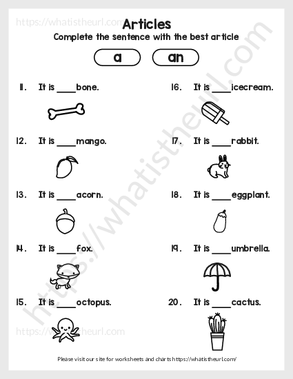 Articles (a or an) Worksheet for Grade 2 - Exercise 2 - Your Home ...