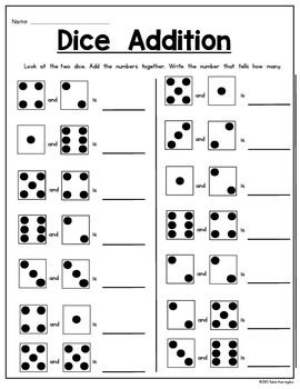 Dice Addition Worksheet *Plus* Partner Dice Addition Game | Addition ...