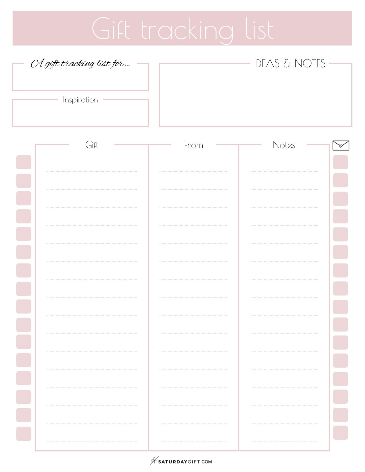 Printable Gift Tracker - Calendar Printables