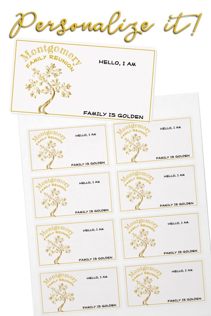 Modern Art Gold Tree Family Reunion Paper Name Tag | Zazzle